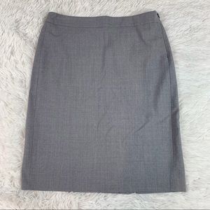 Theory women wool blend pencil skirt in gray back slits knee length